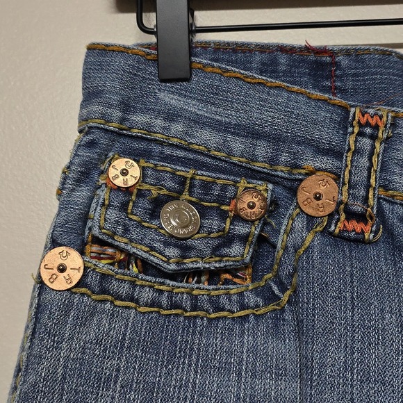 True Religion World Tour Joey  Super T Jeans‎ Womens 30x31 Thick Stitching Y2K - Picture 4 of 9